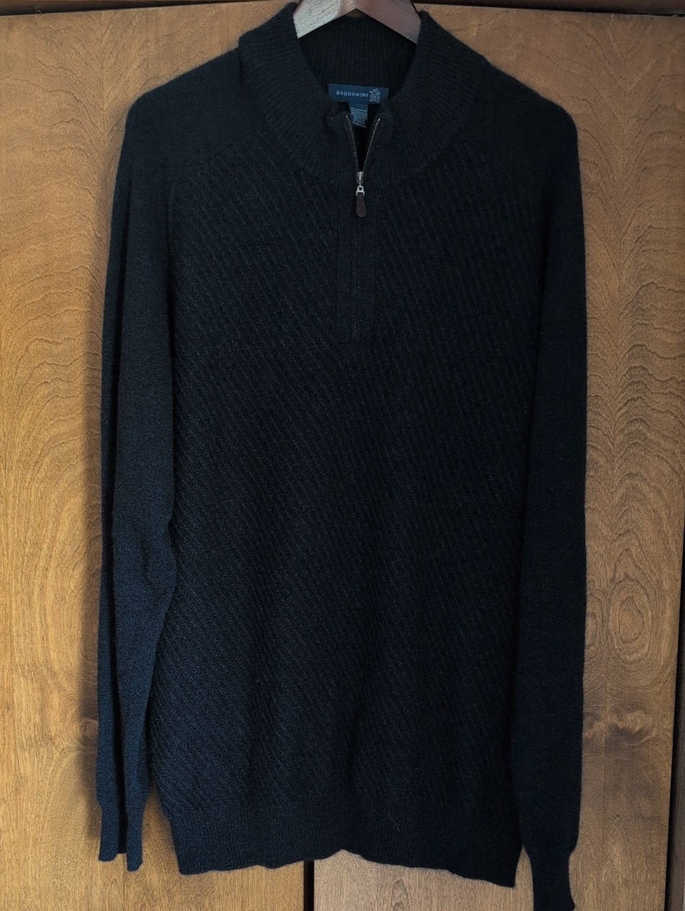 Men's NAVY XXL Half-Zip Knit Sweater by Brookmoore CASHMERE